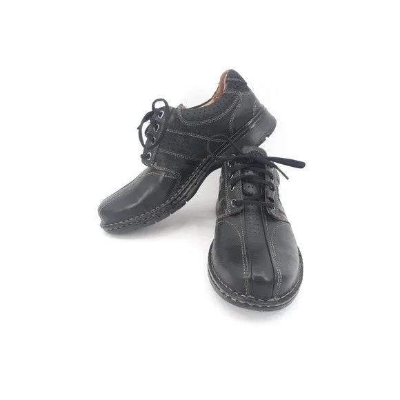 Clarks black leather unstructured men's shoe size
